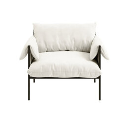 Wyld Haus Wardour Armchair - White Houseweave Fabric, Matt Black Metal Legs - thumbnail 2