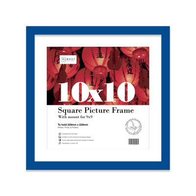 "10X10"" Blue Picture Frame - 10X10"" Square Frame With 9X9"" Mount For 10X10""/9X9"" Pictures Art Deco Style Room Decor, 1 Pack" - image 1