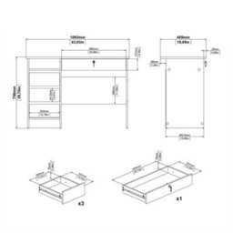 Furniture To Go Function Plus 4 Drawer Desk In Oak  (W) 109.3 X (H) 75.6 X (D) 48.5Cm - thumbnail 9
