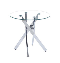Hallowood Furniture Cullompton Round Glass Side Table With 4 Crossed Chrome Legs - thumbnail 8