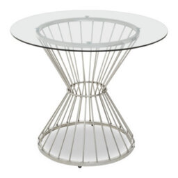 Orsina Hourglass Dining Table With Clear Glass & Silver Base, Spacious Lounge Table, Table For Patio, Kitchen Table - thumbnail 2