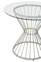 Orsina Hourglass Dining Table With Clear Glass & Silver Base, Spacious Lounge Table, Table For Patio, Kitchen Table - thumbnail 5