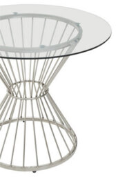 Orsina Hourglass Dining Table With Clear Glass & Silver Base, Spacious Lounge Table, Table For Patio, Kitchen Table - thumbnail 3