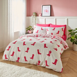 Sassy B Cowgirl Boot Reversible Duvet Cover Set With Pillowcases Pink - thumbnail 2