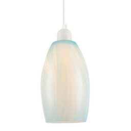 Happy Homewares Modern Sky Blue Marble Stripe Effect Glass Cylindrical Pendant Shade - thumbnail 2