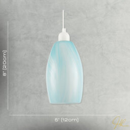 Happy Homewares Modern Sky Blue Marble Stripe Effect Glass Cylindrical Pendant Shade - thumbnail 7