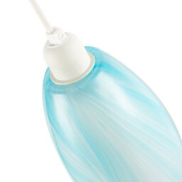 Happy Homewares Modern Sky Blue Marble Stripe Effect Glass Cylindrical Pendant Shade - thumbnail 3