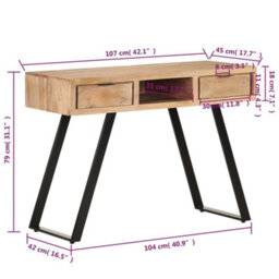 Berkfield Desk 110X50X75 Cm Solid Acacia Wood With Live Edges - thumbnail 7