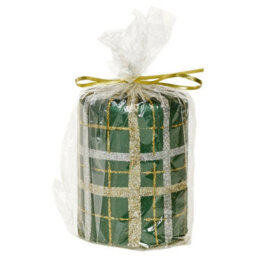 Urbn-Living Green - 40Hr Tartan Glitter Christmas Candle - thumbnail 3