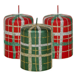 Urbn-Living Green - 40Hr Tartan Glitter Christmas Candle - thumbnail 7