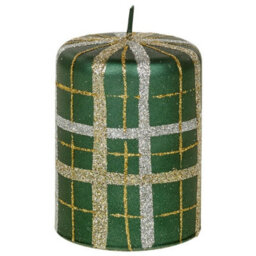Urbn-Living Green - 40Hr Tartan Glitter Christmas Candle - thumbnail 2