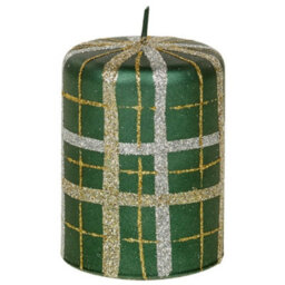Urbn-Living Green - 40Hr Tartan Glitter Christmas Candle
