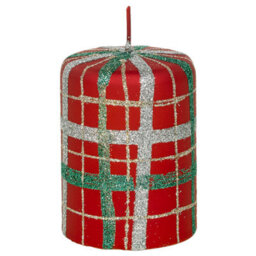 Urbn-Living Green - 40Hr Tartan Glitter Christmas Candle - thumbnail 5