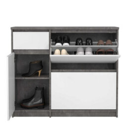 Wyld Haus Budapest Shoe Cabinet, Concrete Effect & White Gloss, 3 Doors 1 Drawer - thumbnail 9