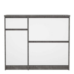 Wyld Haus Budapest Shoe Cabinet, Concrete Effect & White Gloss, 3 Doors 1 Drawer - thumbnail 5