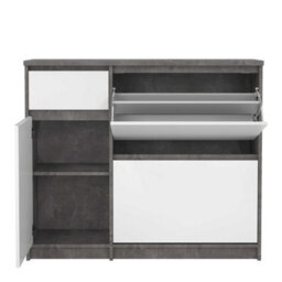 Wyld Haus Budapest Shoe Cabinet, Concrete Effect & White Gloss, 3 Doors 1 Drawer - thumbnail 8