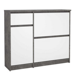 Wyld Haus Budapest Shoe Cabinet, Concrete Effect & White Gloss, 3 Doors 1 Drawer - thumbnail 4