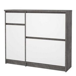 Wyld Haus Budapest Shoe Cabinet, Concrete Effect & White Gloss, 3 Doors 1 Drawer - thumbnail 3