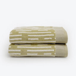 Allure Bath Fashions Pop Up Zero Twist Barcode Stripe Pair Of Bath Towels - Sage Green - thumbnail 1