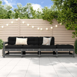 Walplus 4 Piece Garden Lounge Set Grey Solid Wood Pine - Cushion Not Included - thumbnail 1