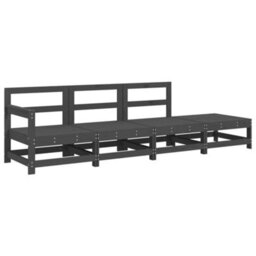 Walplus 4 Piece Garden Lounge Set Grey Solid Wood Pine - Cushion Not Included - thumbnail 2