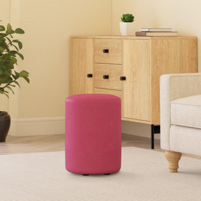 Blossom Pink Faux Leather Round Stool  Handmade Uk By Footstools Direct - image 1