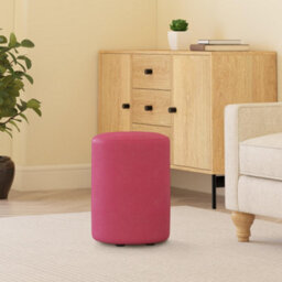 Blossom Pink Faux Leather Round Stool  Handmade Uk By Footstools Direct - thumbnail 1