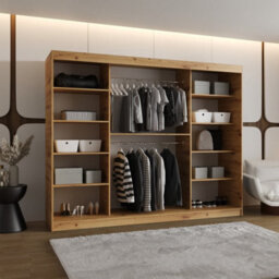 Arte Exquisite Oak Artisan Lucy Sliding Door Wardrobe 2500mm X 2000mm X 620mm - A Refined Natural Storage Masterpiece - thumbnail 3
