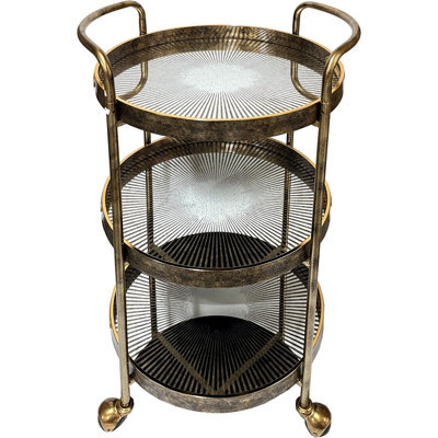 Maison Des Cadeaux Gold Rustic 3-Tier Drinks Trolley - image 1