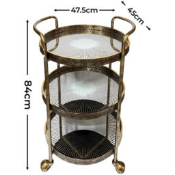 Maison Des Cadeaux Gold Rustic 3-Tier Drinks Trolley - thumbnail 4