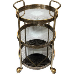 Maison Des Cadeaux Gold Rustic 3-Tier Drinks Trolley