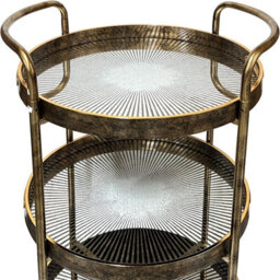 Maison Des Cadeaux Gold Rustic 3-Tier Drinks Trolley - thumbnail 3