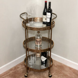 Maison Des Cadeaux Gold Rustic 3-Tier Drinks Trolley - thumbnail 2