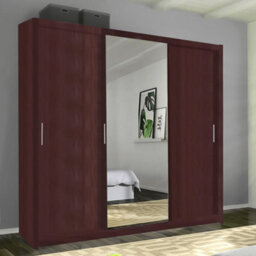 Sliding Wardrobes 4 u LTD Meldon Tripple Sliding Door Wardrobe In 6 Colors White, Black, Grey, Oak, Wenge & Walnut - Wenge 250Cm