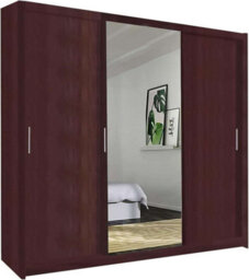 Sliding Wardrobes 4 u LTD Meldon Tripple Sliding Door Wardrobe In 6 Colors White, Black, Grey, Oak, Wenge & Walnut - (Wenge) W2500mm, H2170mm - thumbnail 2