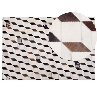 Beliani Rug Alpkoy White 140 X 200 Cm Leather - image 1