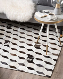 Beliani Rug Alpkoy White 140 X 200 Cm Leather - thumbnail 2