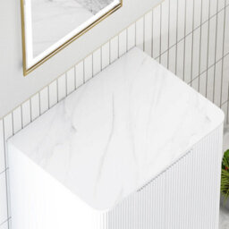 Royal Bathrooms Avenza 600mm Matt White Floor Standing Vanity Unit 3 Drawer With Carrara White Undrilled Worktop & No Basin - thumbnail 9