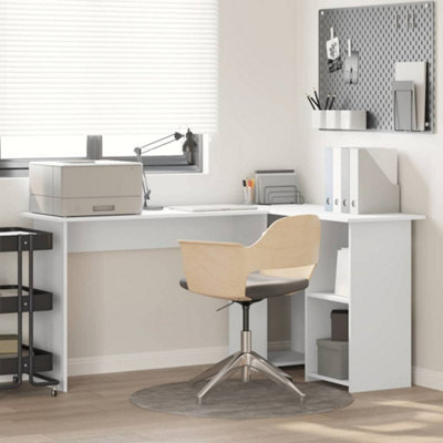 Berkfield White Computer Desk White Engineered Wood Medium Computer Desk - image 1