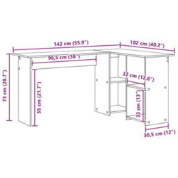 Berkfield White Computer Desk White Engineered Wood Medium Computer Desk - thumbnail 9