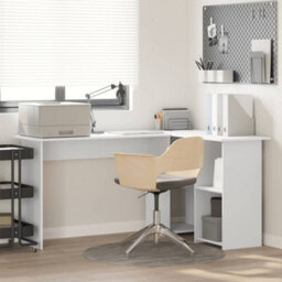 Berkfield White Computer Desk White Engineered Wood Medium Computer Desk