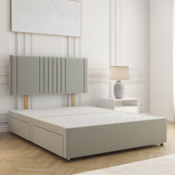 Bsspoke Monaco Divan Bed In Silver Plush Velvet With 24Inch Headboard No Mattress No Drawers In Single Double King 4Ft 6Ft