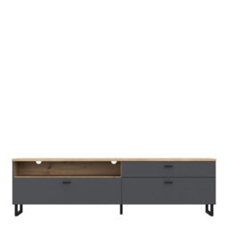 Furniture To Go Klara Tv Unit With 1 Drawer 2 Flip Doors In Grey And Oak - thumbnail 2