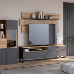 Furniture To Go Klara Tv Unit With 1 Drawer 2 Flip Doors In Grey And Oak - thumbnail 5