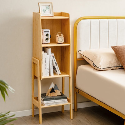 Costway 4 Tier Bamboo Bookshelf Free Standing Tall Bookcase Storage Organizer Rack Shelf - image 1