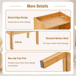 Costway 4 Tier Bamboo Bookshelf Free Standing Tall Bookcase Storage Organizer Rack Shelf - thumbnail 8