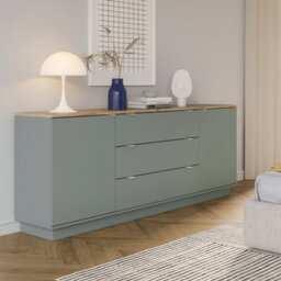 Furniture To Go Ganymede Large Sideboard With 3 Drawers And 2 Doors In Mauvella Oak And Sage - thumbnail 7