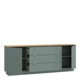 Furniture To Go Ganymede Large Sideboard With 3 Drawers And 2 Doors In Mauvella Oak And Sage - thumbnail 5