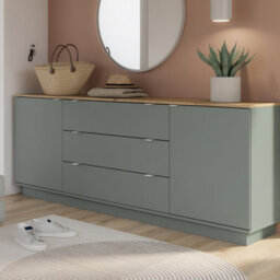 Furniture To Go Ganymede Large Sideboard With 3 Drawers And 2 Doors In Mauvella Oak And Sage - thumbnail 8