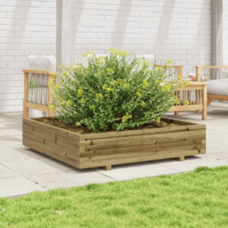 Berkfield Rustic Garden Planter 110X110X26.5 Cm Impregnated Wood Pine - thumbnail 2
